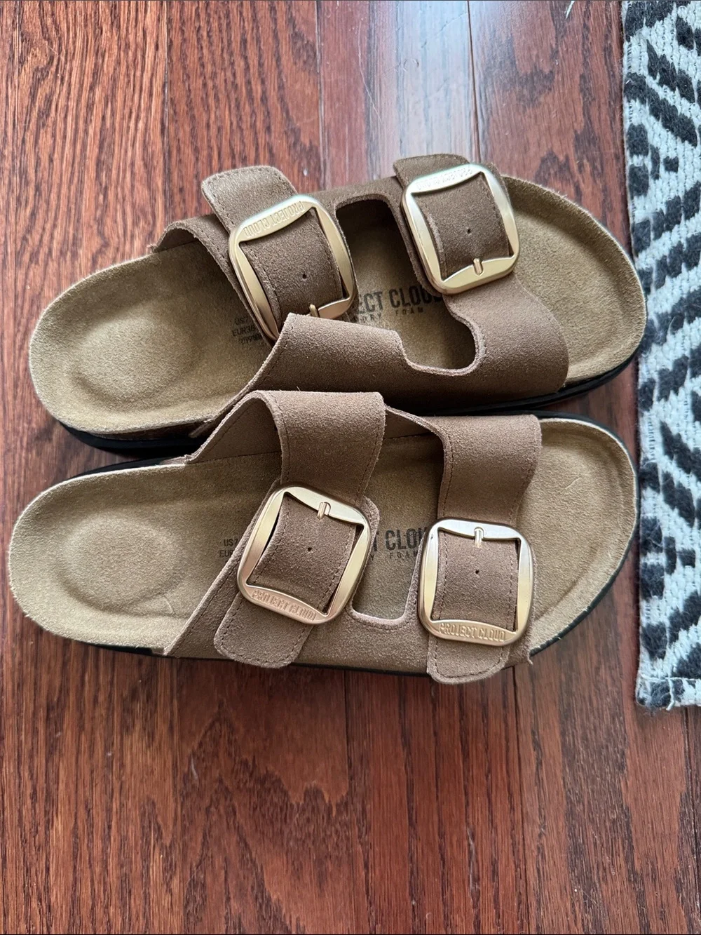 Women’s Suede Double Buckle Platform Sandals in Brown